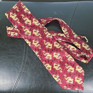 Dragon Pattern Red and Gold Men's 100% SilkTie Handmade